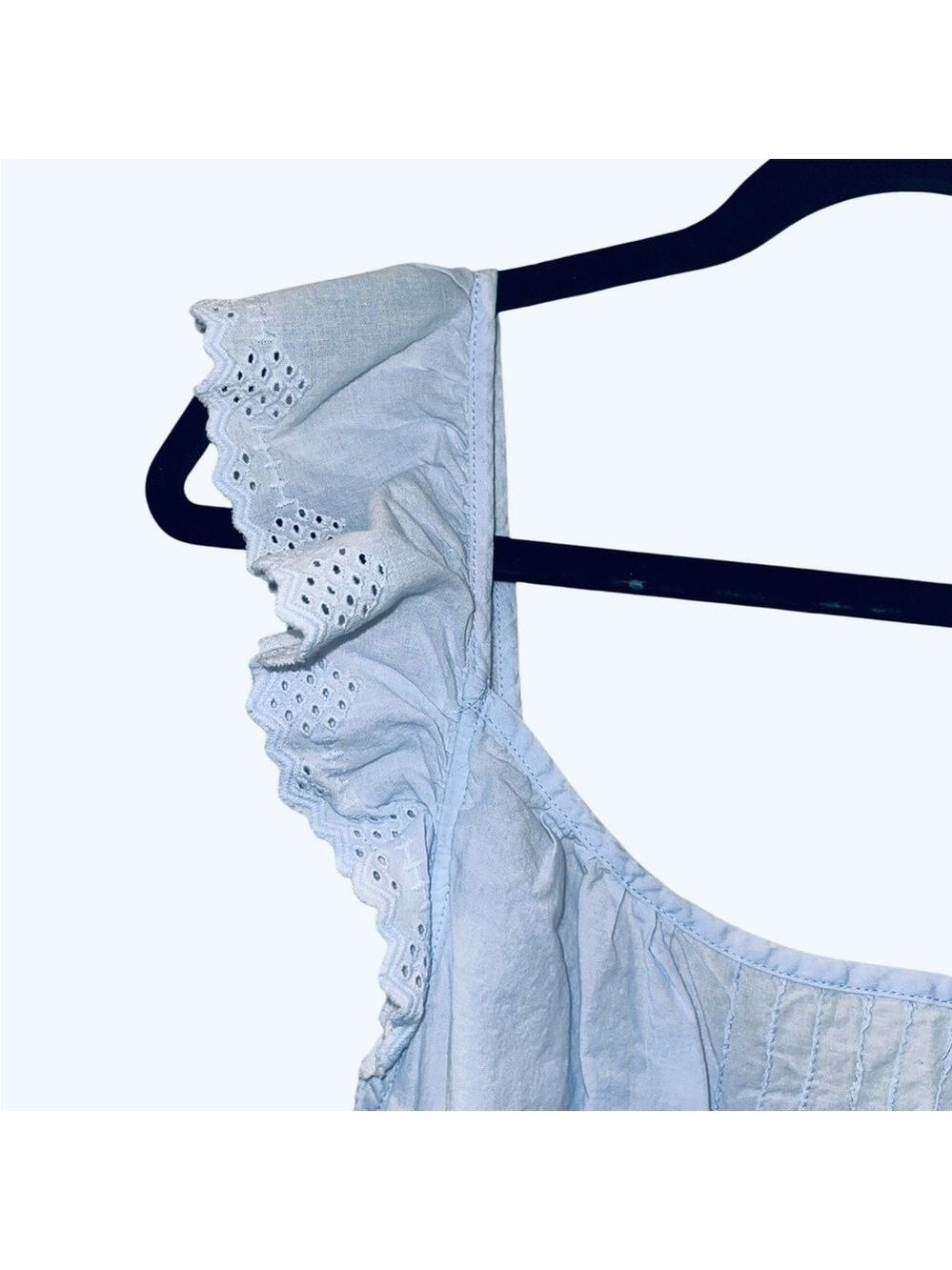 Shabby Chic Women's Eyelet Light Blue Ruffle Sleeve Tank Top Blouse Size: Large - Picture 6 of 6